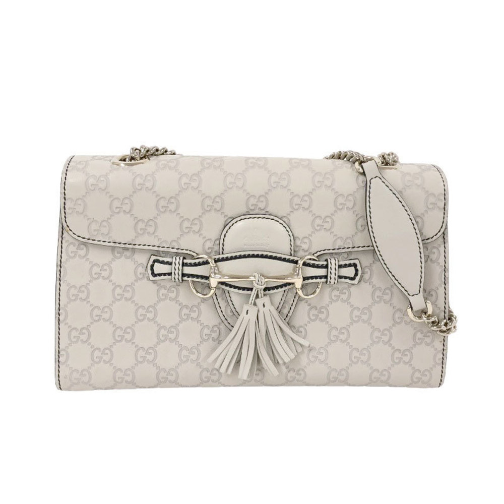 Gucci Emily Guccisima Leather Shoulder Bag Ivory